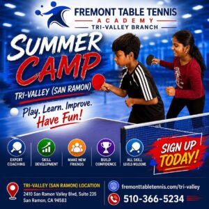 Tri-Valley Branch Summer Ping Pong Camps with Fremont Table Tennis Academy