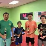 Top 2 in Division 2 (left to right): Spin Sprinters (Pradeep Srinivasan, Rayan Chatterjee), Goats (Vihan Bagal, Kyle Liang)