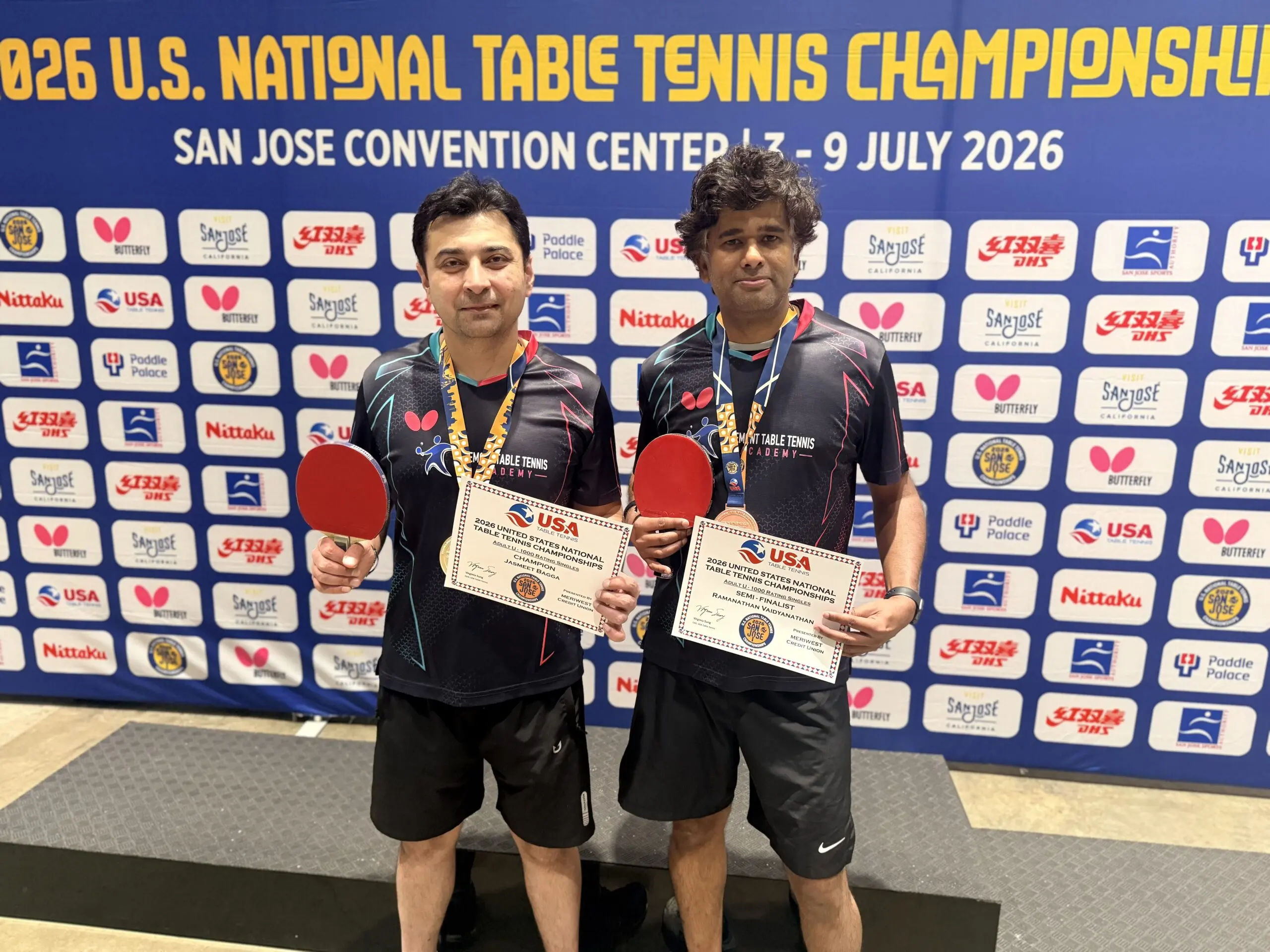 Jasmeet Bagga and Ram Vaidyanathan with their medals
